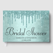 ドリップミントグリッター |アクアティール(緑がかった色)溶融シャワー ゲストブック (正面)