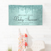 ドリップミントグリッター |アクアティール(緑がかった色)溶融シャワー 横断幕 (インサイチュ)