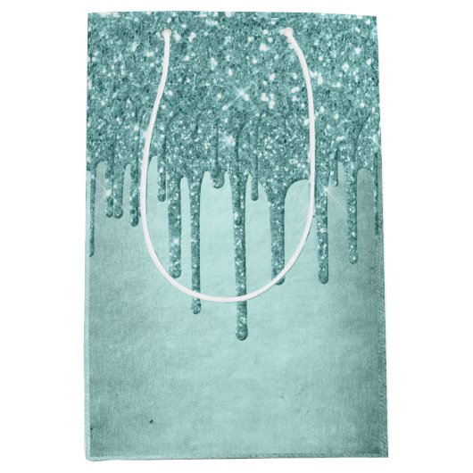 ドリップミントグリッター |アクアティール（緑がかった色）溶解水 ミディアムペーパーバッグ (正面)