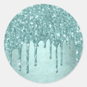 ドリップミントグリッター |アクアティール（緑がかった色）溶解水 ラウンドシール (正面)