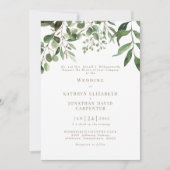 ドリップユーカリ金ゴールド文字結婚式招待状 招待状 (正面)