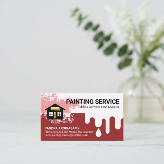 ドリップレッドウェット絵を描ホーム修理 名刺 (スタンド正面)