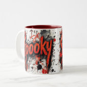 ドリップ不気味ハロウィーンマグレッドインテリア ツートーンマグカップ (正面左)