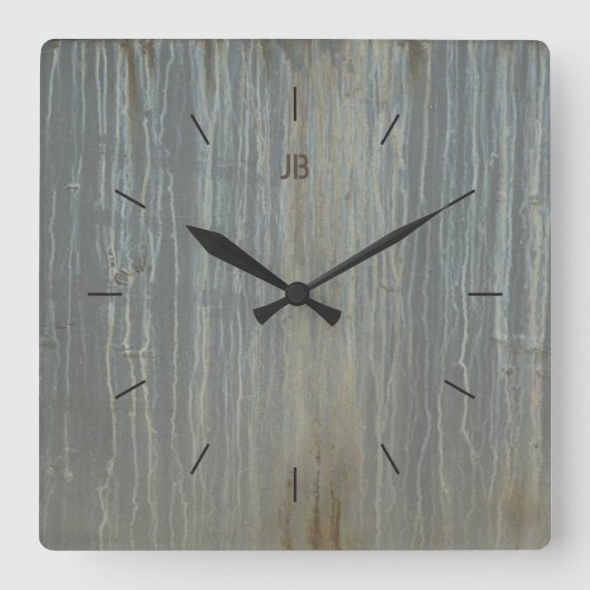 ドリップ塗装金属 |工業用または都市用の装飾 スクエア壁時計 (正面)