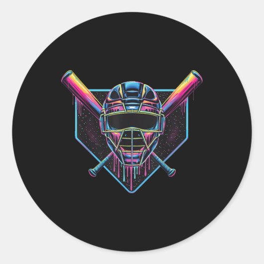 ドリップ式野球捕手マスク野球ファン通り ラウンドシール (正面)