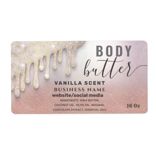 ドリップ輝くスクリプト体バターのラベル ラベル (正面)