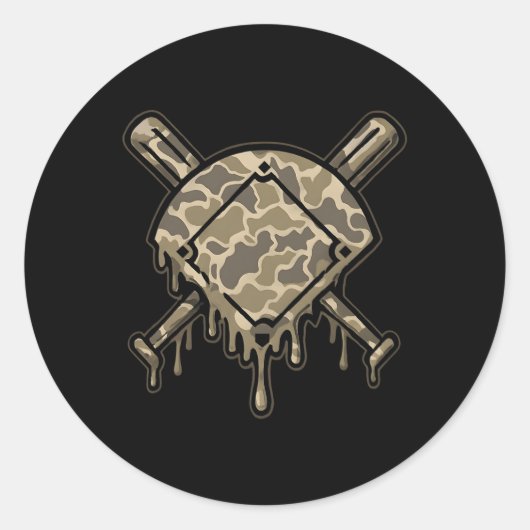 ドリップ迷彩柄販売ダイヤモンド少年スポーツゲームデー ラウンドシール (正面)