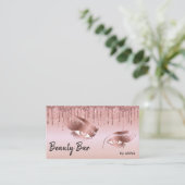 ドリップ金ゴールドロングラッシュアイメイクアップアーティスト 名刺 (スタンド正面)