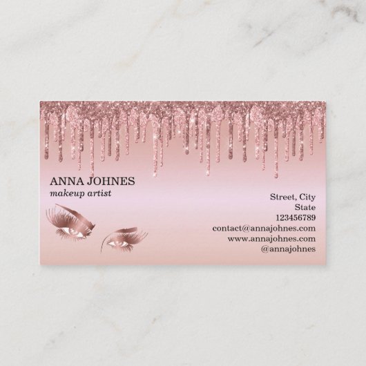 ドリップ金ゴールドロングラッシュアイメイクアップアーティスト 名刺 (裏面)