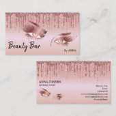 ドリップ金ゴールドロングラッシュアイメイクアップアーティスト 名刺 (正面/裏面)