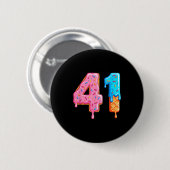 ドリップ41おもしろい野球スタイルナンバー41 缶バッジ (正面&裏面)