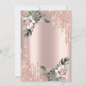 ドリップ、パームブランチ、ローズ ウェディング アニバーサリー 招待状 (裏面)