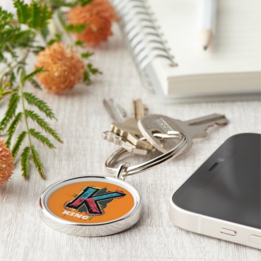 ドリップK: 1文字はっきりしたのカスタマイズ可能な落書き キーホルダー (側面)