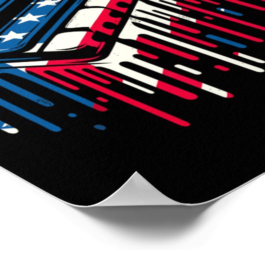 ドリッ絵を描プハーモニカ米国国旗7月4日 ポスター (角)