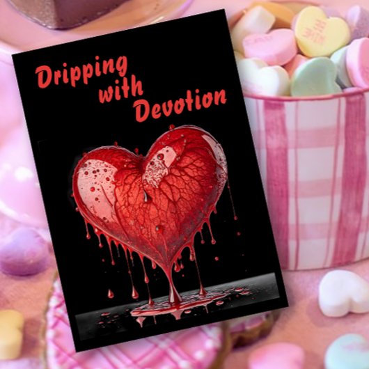 ドリッ絵を描プ赤いハートバレンタインカード シーズンカード