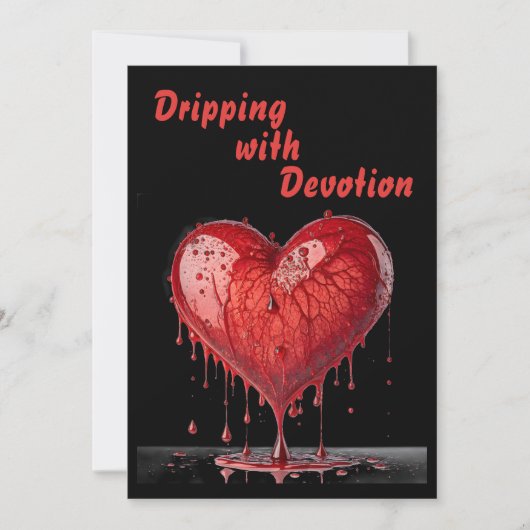 ドリッ絵を描プ赤いハートバレンタインカード シーズンカード (正面)