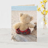 ドリフトウッドのテディベア カード (黄色い花)