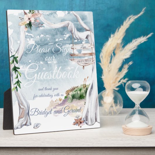 ドリフトウッドアーバービーチ結婚式ゲストブック フォトプラーク (側面)