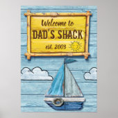 ドリフトウッドビーチハウスパパのシャックサインのポスター ポスター (正面)