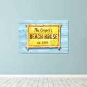 ドリフトウッドビーチハウスファミリーサインストレッチキャンバス キャンバスプリント (インサイチュ (ウッドフロア))