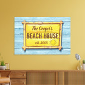 ドリフトウッドビーチハウスファミリーサインストレッチキャンバス キャンバスプリント (インサイチュ (リビング))