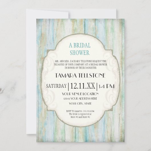 ドリフトウッド オーシャンビーチ コースト ショア ブライダルシャワー 招待状 (正面)