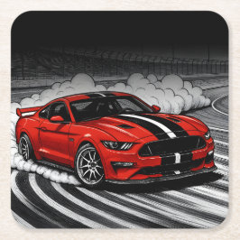 ドリフトカー レッドマッスル スクエアペーパーコースター