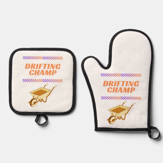 ドリフトチャンピオン 鍋つかみ&鍋敷きセット (正面)