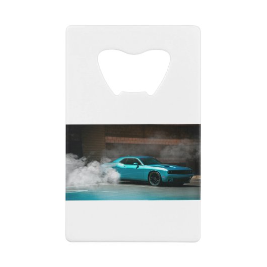 ドリフトブルーマッスルカー クレジットカード栓抜き (正面)