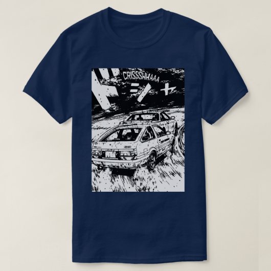 ドリフト日本のレーサーAE86ユーロビート・イン漂流 Tシャツ (デザイン正面)