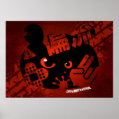 ドリフト熱狂するパトロール – アグレッシブパンダのシルエット ポスター (正面)