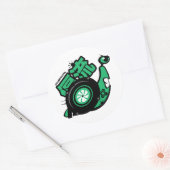 ドリフト熱狂するパトロール – ターボカタツムリ（緑） ラウンドシール (封筒)