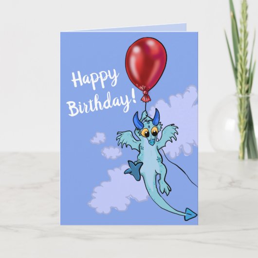 ドリフト アウェイ 気球 ドラゴン 誕生日 カード (正面)