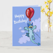 ドリフト アウェイ 気球 ドラゴン 誕生日 カード (黄色い花)
