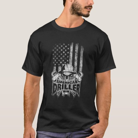 ドリラーアメリカ国旗 Tシャツ (正面)