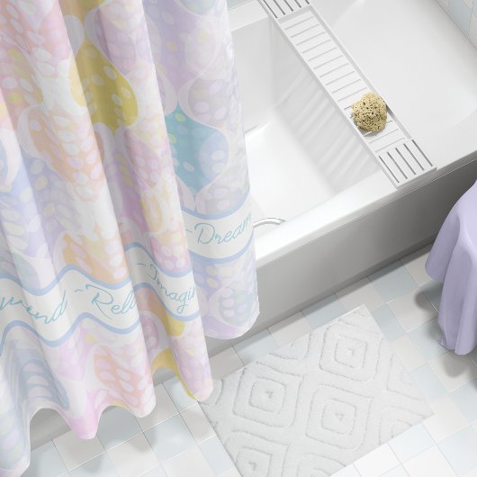 ドリリラックスーム想像ーム水玉模様オージーピンクブルーイエロ シャワーカーテン
