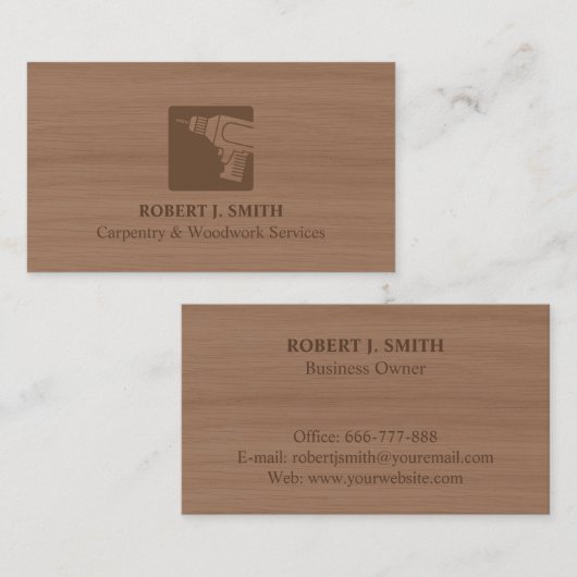 ドリルの大工仕事のフェイクな木の穀物の名刺 名刺 (正面/裏面)