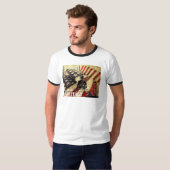 ドリルアメリカのヴィンテージの旗 Tシャツ (正面フル)