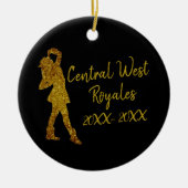 ドリルチパーソナライズされたーム |ブラックと金ゴールド セラミックオーナメント (正面)