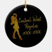 ドリルチパーソナライズされたーム |ブラックと金ゴールド セラミックオーナメント (裏面)