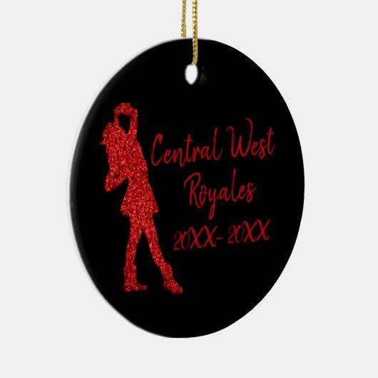 ドリルチパーソナライズされたーム |黒と赤のセラミックまたは セラミックオーナメント (右)