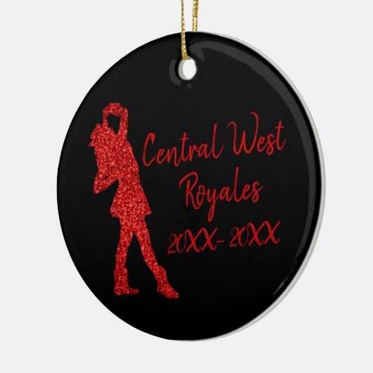 ドリルチパーソナライズされたーム |黒と赤のセラミックまたは セラミックオーナメント (左)