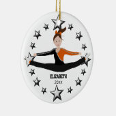 ドリルチーム応援ブルネットブラックアンドオレンジ セラミックオーナメント (右)