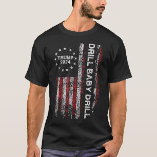 ドリルベビードリルトランプ2024大統領選挙代表 Tシャツ