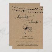 ドリンクおもしろいはオンザハウス引っ越し祝いパーティー招待状 招待状 (正面/裏面)