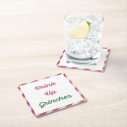 ドリンクおもしろいアップホリデークリスマスパーティー スクエアペーパーコースター (インサイチュ)