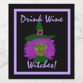 ドリンクおもしろいワインウィッチブラックパープルワインラベル ワインラベル (シングルラベル)