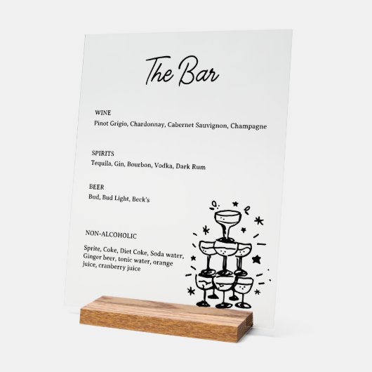 ドリンクお洒落バーメニューアクリル記号 アクリルサイン (傾斜)