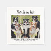 ドリンクかわいいテンプレート猫犬結婚写真 スタンダードカクテルナプキン (正面)