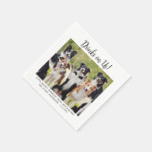 ドリンクかわいいテンプレート猫犬結婚写真 スタンダードカクテルナプキン (角)